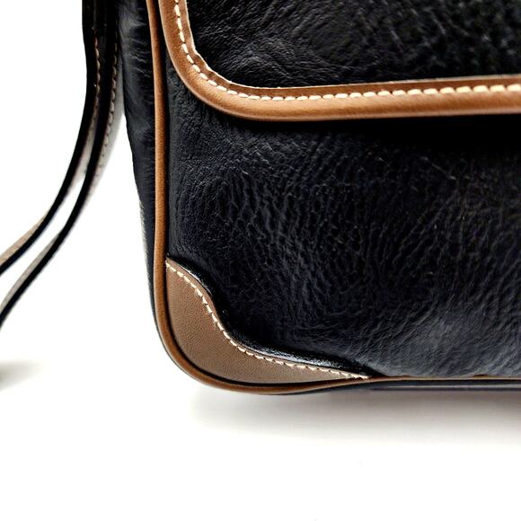 VINTAGE BALENCIAGA BLACK AND BROWN LEATHER TOILETRY BAG - Picture 5 of 16